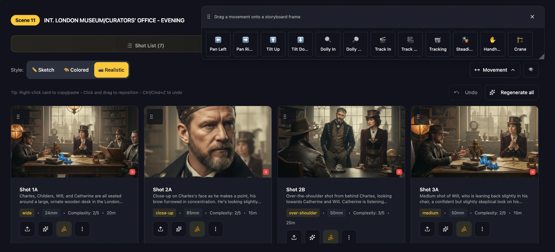 SceneLogic Pro storyboard workspace